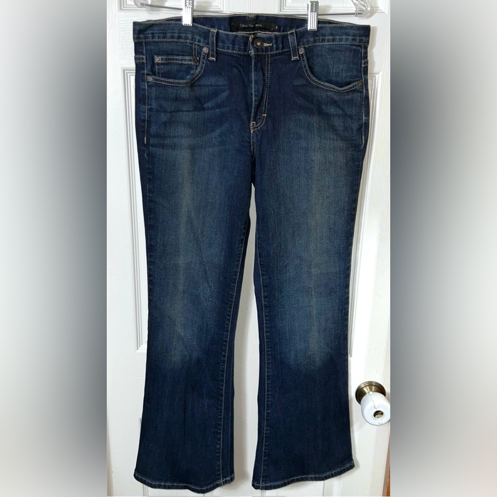 CK Calvin Klein Flare Jeans Blue Medium Wash Mid Rise Size 12 Women’s